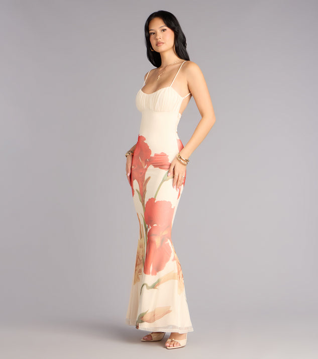 Windsor Soft Spoken Stunner Floral Mesh Maxi Dress