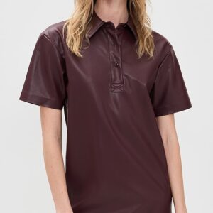 LE BOP Solene Faux Leather Polo Dress