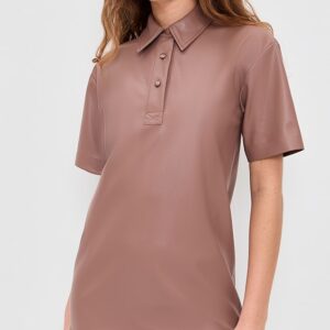 LE BOP Solene Faux Leather Polo Dress