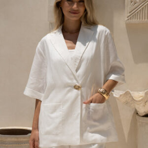 Sora White Notch Collar Shirt