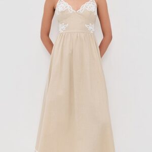 Moon River Spaghetti Strap Embo Artwork Midi Dress