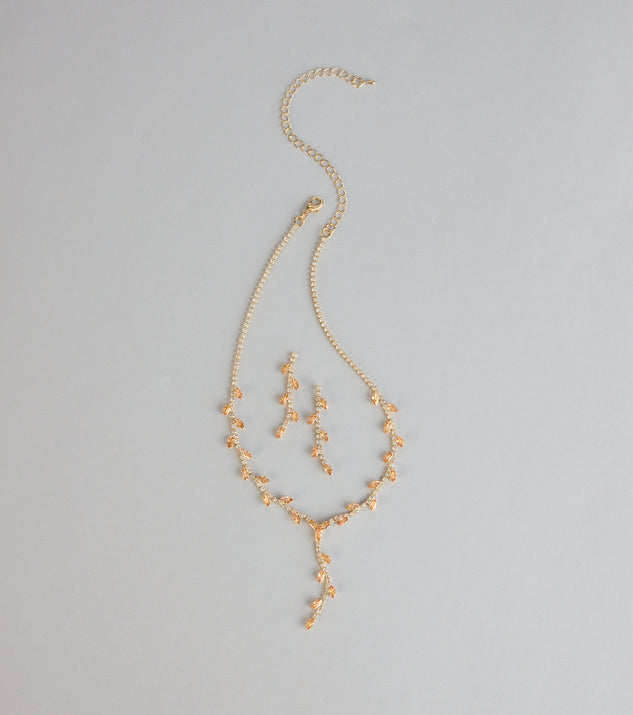 Windsor Sparkle In Bloom Rhinestone Leaf Necklace And Earrings Set
