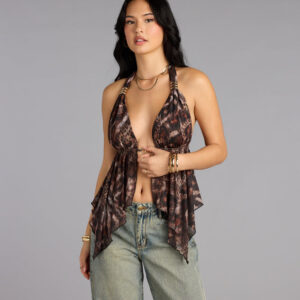 Windsor Spotted In Town Plunge Halter Top Spotted In Town Plunge Halter Top