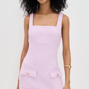 endless rose Square Neck Tweed Mini Dress