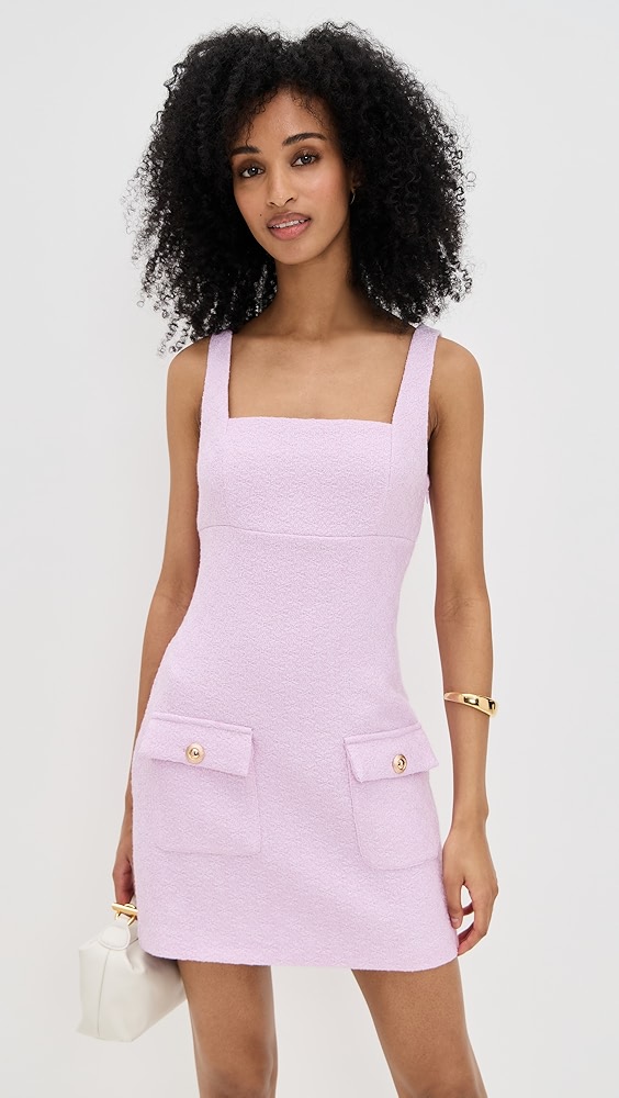 endless rose Square Neck Tweed Mini Dress