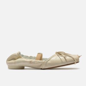 MM6 Maison Margiela Square-Toe Leather Ballerina Shoes
