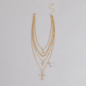 Stacked Shine Necklace And Earrings Set