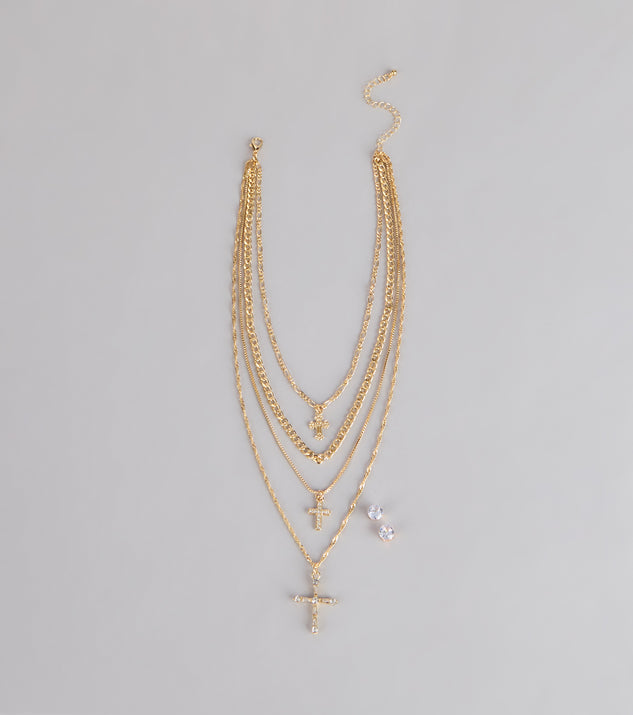 Windsor Stacked Shine Necklace And Earrings Set