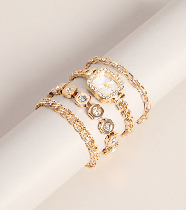 Windsor Stacked Sparkle Watch Bracelet Set