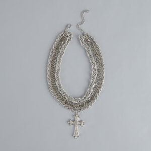 Stacked Up Layered Chain Cross Charm Necklace