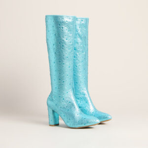 Windsor Star Sparkle Rhinestone Block Heel Boots Star Sparkle Rhinestone Block Heel Boots