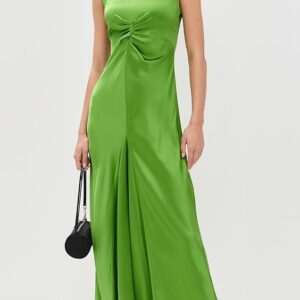Lee Mathews Stella Silk Satin Ruched Dress