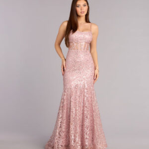 Stephanie Glitter Lace-Up Ball Gown