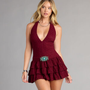 Windsor Stir Up The Cuteness Lace Ruffled Mini Dress Stir Up The Cuteness Lace Ruffled Mini Dress