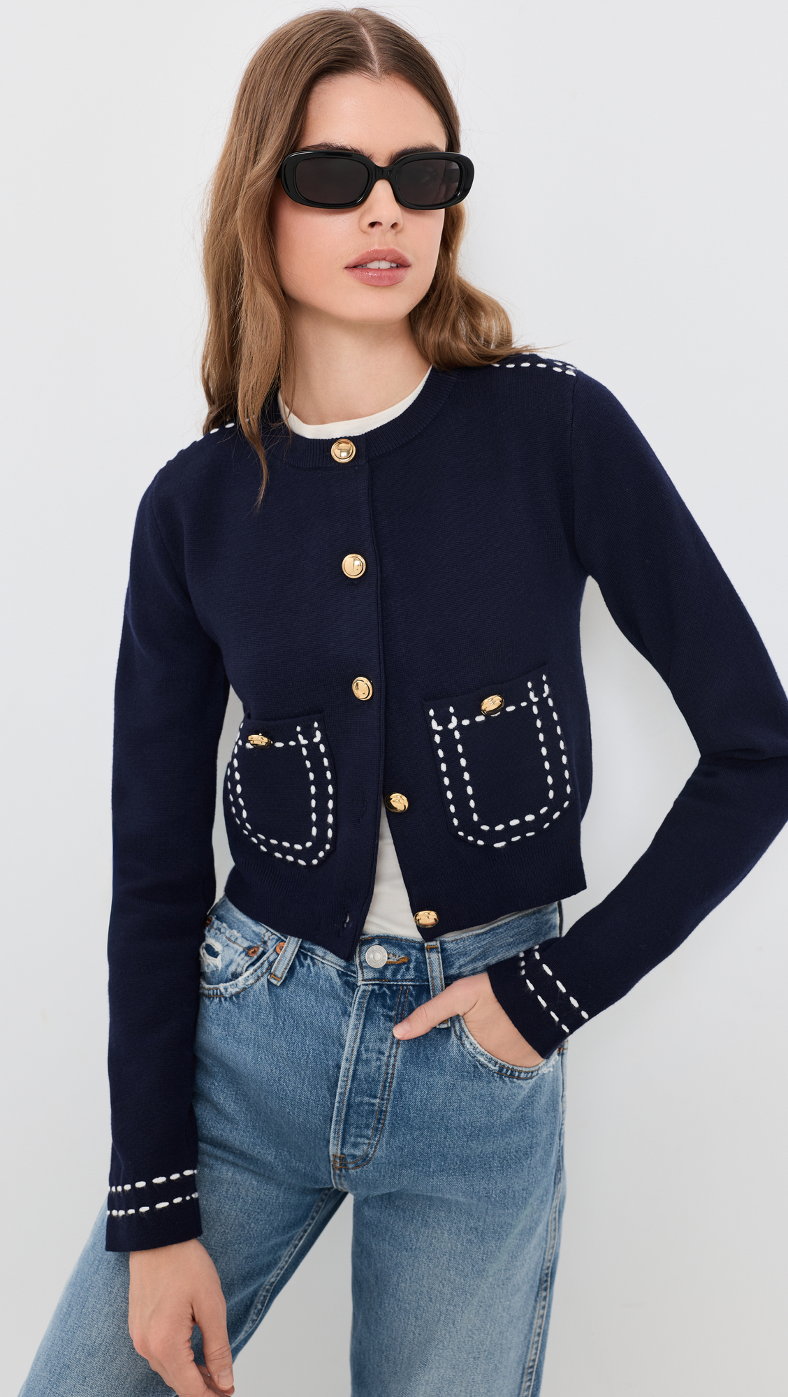 English Factory Stitch Detail Cardigan