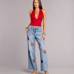 Stitched With Feeling Heart Denim Jeans