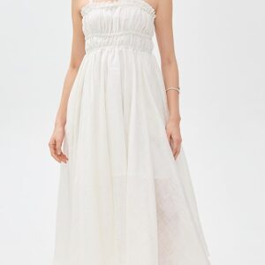 Strap Maxi Dress with Gathers at Bust