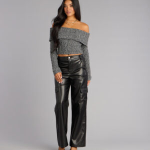 Street Code Faux Leather Cargo Pants