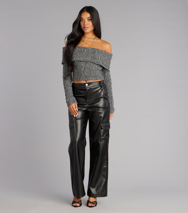 Windsor Street Code Faux Leather Cargo Pants