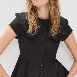 Stretch Cotton Peter Pan Collar Shirt