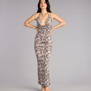 Windsor Strike Again Snake Print Maxi Dress With Texture Strike Again Snake Print Maxi Dress With Texture