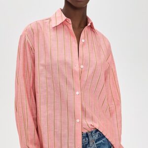 Stripe Boxy Long Sleeve Button Up Shirt