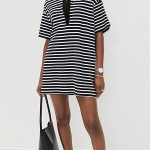 Stripe Classic Short Sleeve Polo Dress