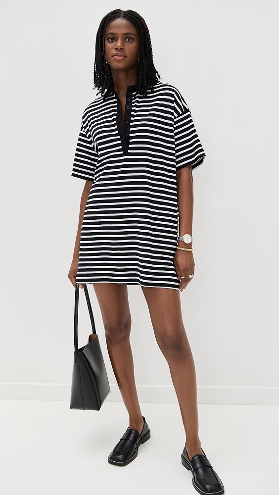 ATM Anthony Thomas Melillo Stripe Classic Short Sleeve Polo Dress