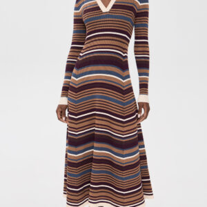 Moon River Stripe Collared Long Sleeve Dress Stripe Collared Long Sleeve Dress
