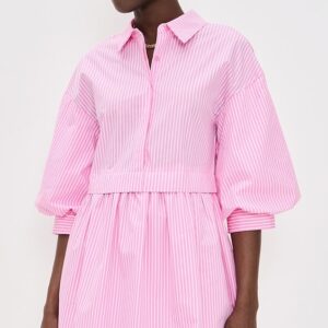 English Factory Stripe Puff Sleeve Shirt Dress Stripe Puff Sleeve Shirt Dress