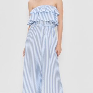 Pixie Market Stripe Ruffle Jumpsuit