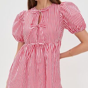 English Factory Stripe Sleeveless Bow Dress Stripe Sleeveless Bow Dress
