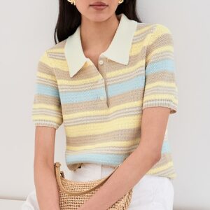LE BOP Striped Boucle Polo