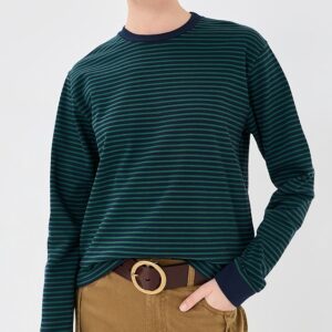 Tibi Striped Perfect Long Sleeve T-Shirt