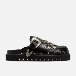 Studded Leather Slip-on Boots