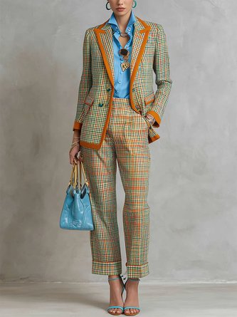 stylewe Casual Plaid Printing Straight Pants