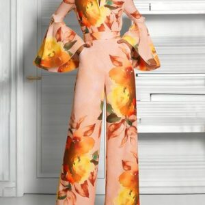 stylewe Elegant Floral Printing Wide Leg Fashion Pants stylewe Elegant Floral Printing Wide Leg Fashion Pants