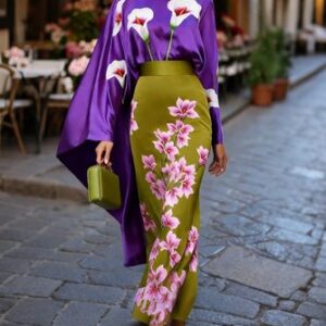 stylewe Elegant Printing Floral Maxi Skirt