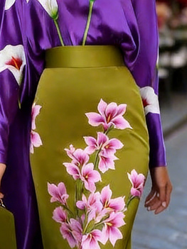 stylewe Elegant Printing Floral Maxi Skirt - Image 2