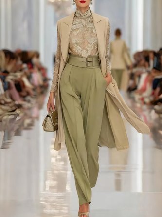 stylewe Urban Plain Straight Pants With Belt