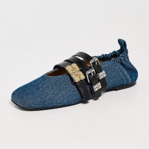 GANNI Sue Denim Ballerina Flats