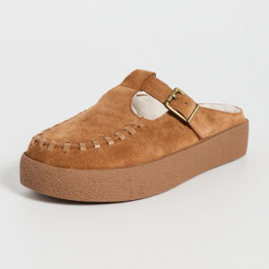 Suede Faux Fur Text Message Mules