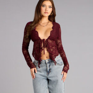 Windsor Sultry Chic Lace Tie-Front Top Sultry Chic Lace Tie-Front Top