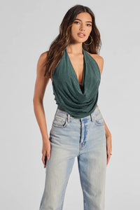 Sultry Flair Rhinestone Knit Halter Crop Top