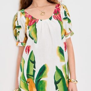 FARM Rio Summer Foliage Scarf Off-White Mini Dress Summer Foliage Scarf Off-White Mini Dress