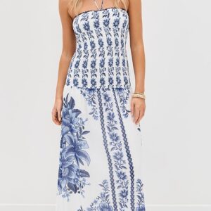 Summer Fruit Scarf Off-White Maxi Dress