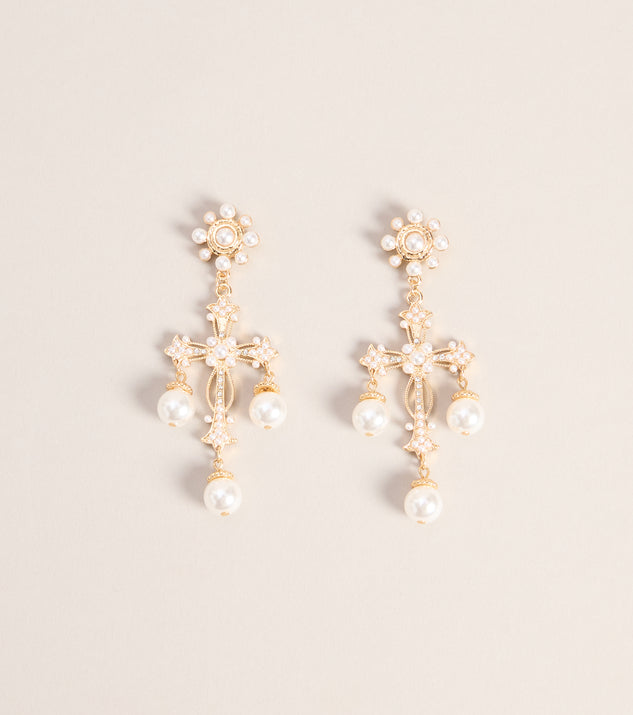 Windsor Sunday Best Pearl Cross Earrings