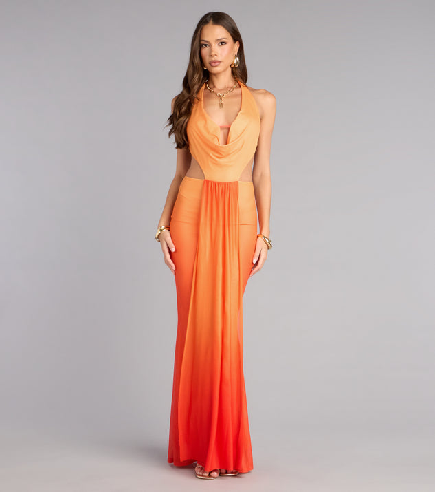 Windsor Sunset Muse Ombre Mesh Cutout Maxi Dress