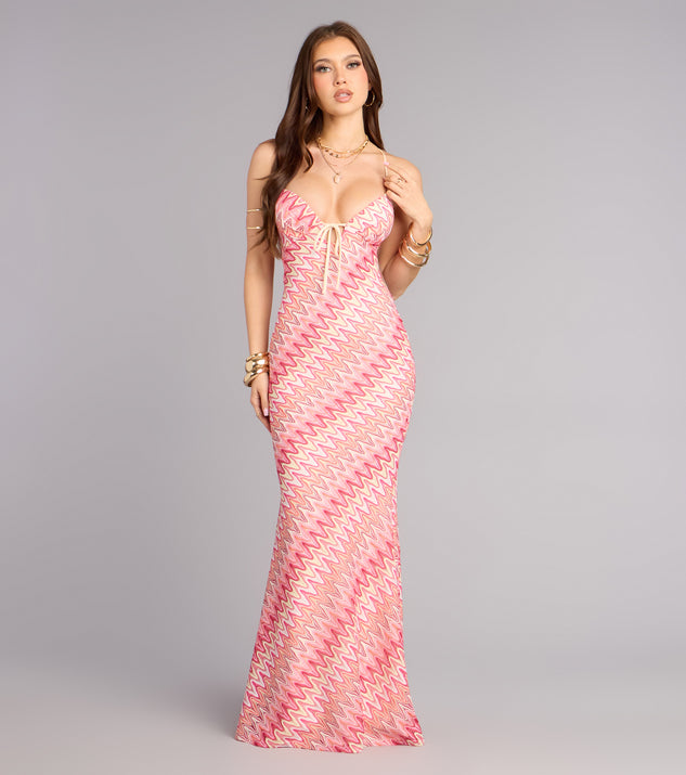 Windsor Sunset Swirl Lace-Up Maxi Dress