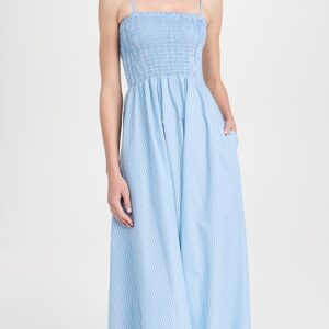 ATM Anthony Thomas Melillo Superfine Twill Stripe Smocked Dress